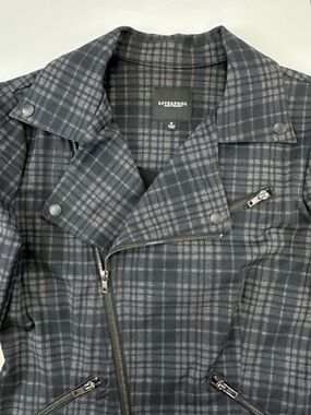 Liverpool Plaid Moto Jacket Ponte Stretch Asymmetrical Zip Small casual Workwear